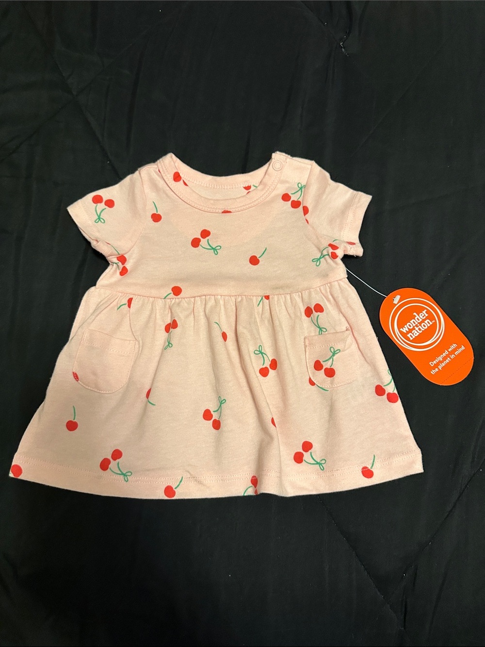 wonder nation Pink Cherry Pocket Short Sleeve Dress